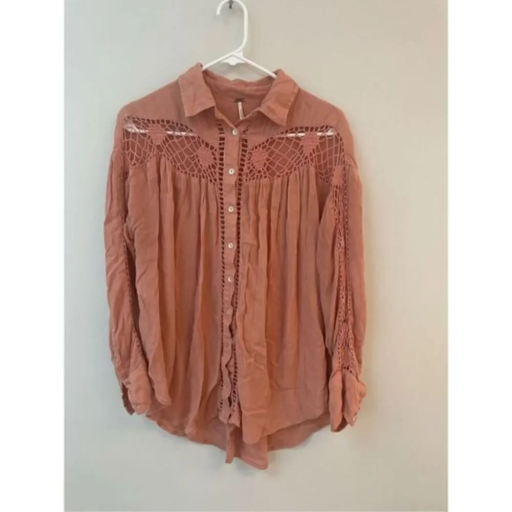 Free People Lace Crochet Top (Sz S)